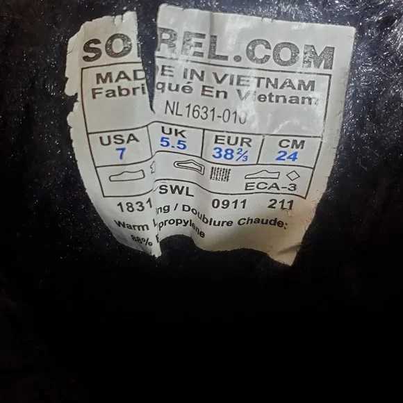 Sorel Boots Womens 7 Tivoli Snow Winter Black Leather Faux Fur Mid NL1631-010 - Picture 7 of 8